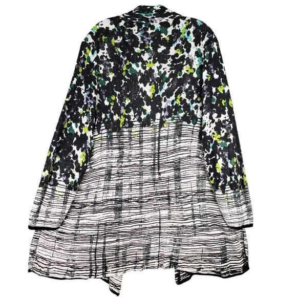 Nic + Zoe Sweater Cardigan Plus Size 1X Open Front Black Geometric Stretch Knit - Picture 3 of 9